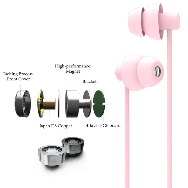 MAXROCK (TM Total Soft Silicon Headphones with Mic Sleep Travel Choice for Cellphones Tablets and 3.5mm Jack (Light Pink) - Image 2